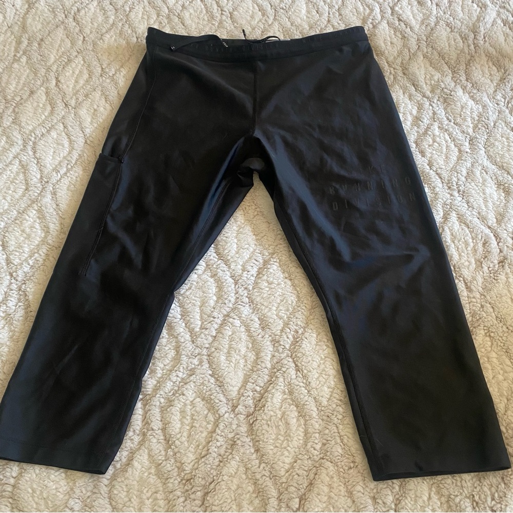 Nike Dri Fit Running Division Pants Womens Size Large Black Capri‎ Athletic Yoga
